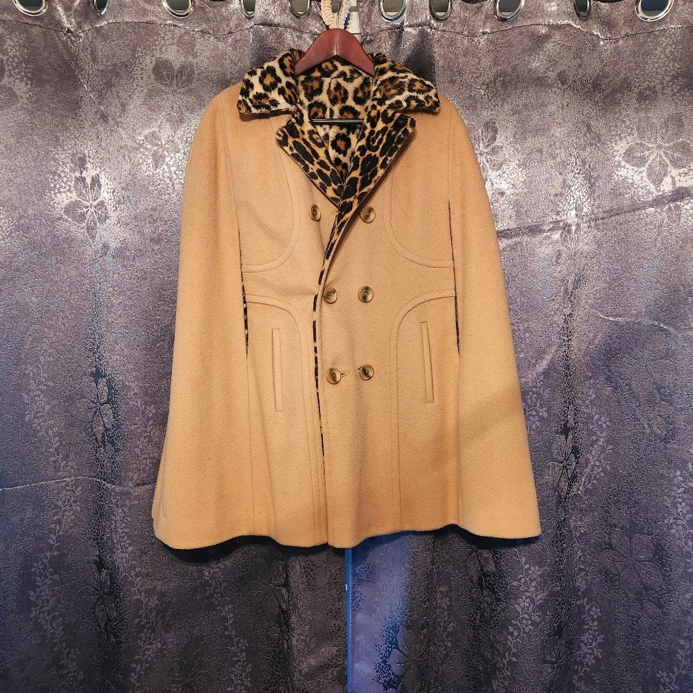 Reversible Camel and Leopard Cape